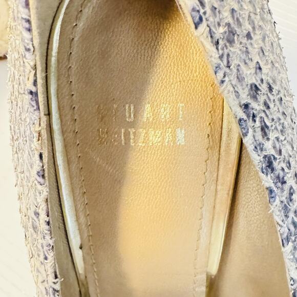 Stuart Weitzman Shoes Womens 6 Ivory Leather Pump Snake Embossed Stiletto Heels - Picture 9 of 11
